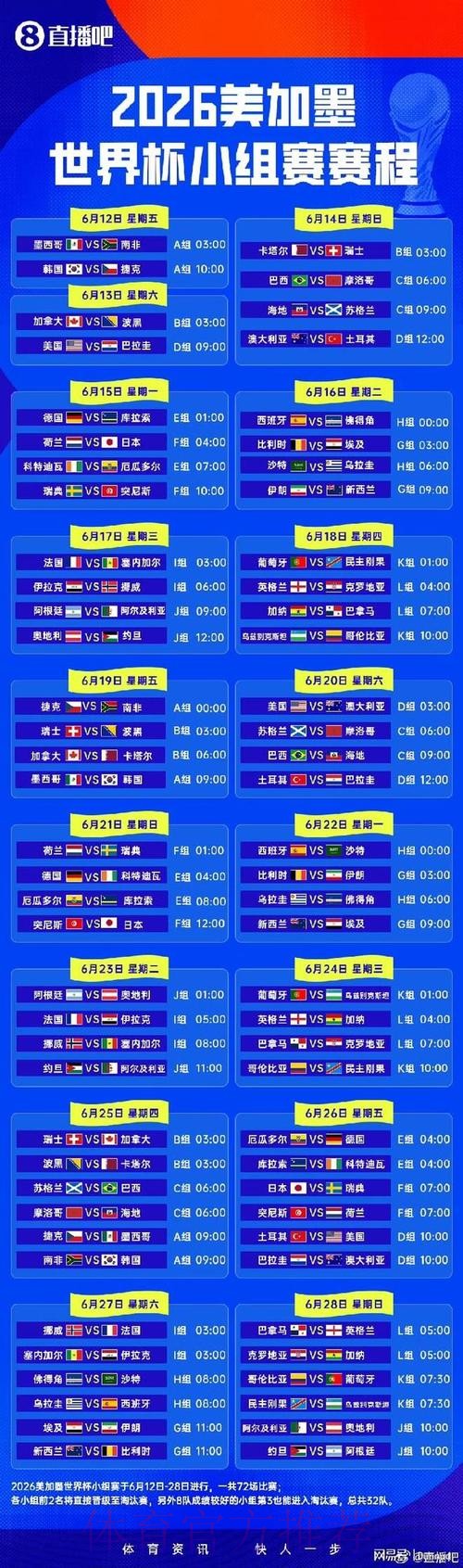 2026世界杯赛程高清版赛事详情免费观看