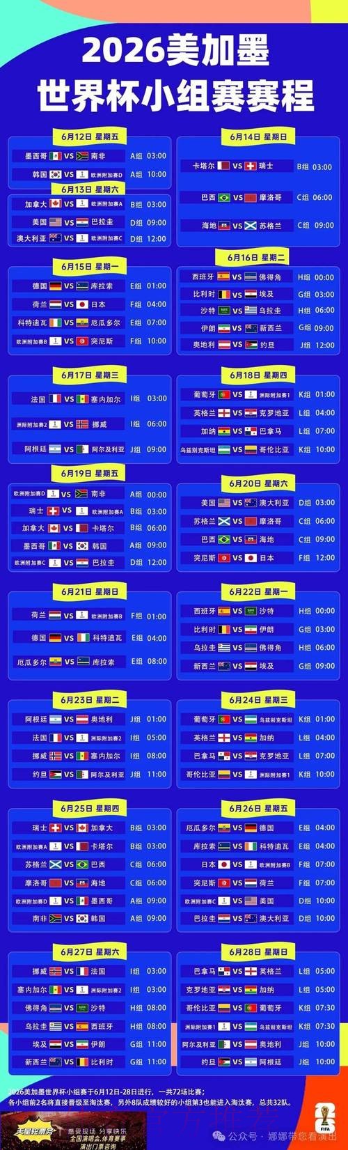 2026世界杯每日赛程一览完整安排怎么看